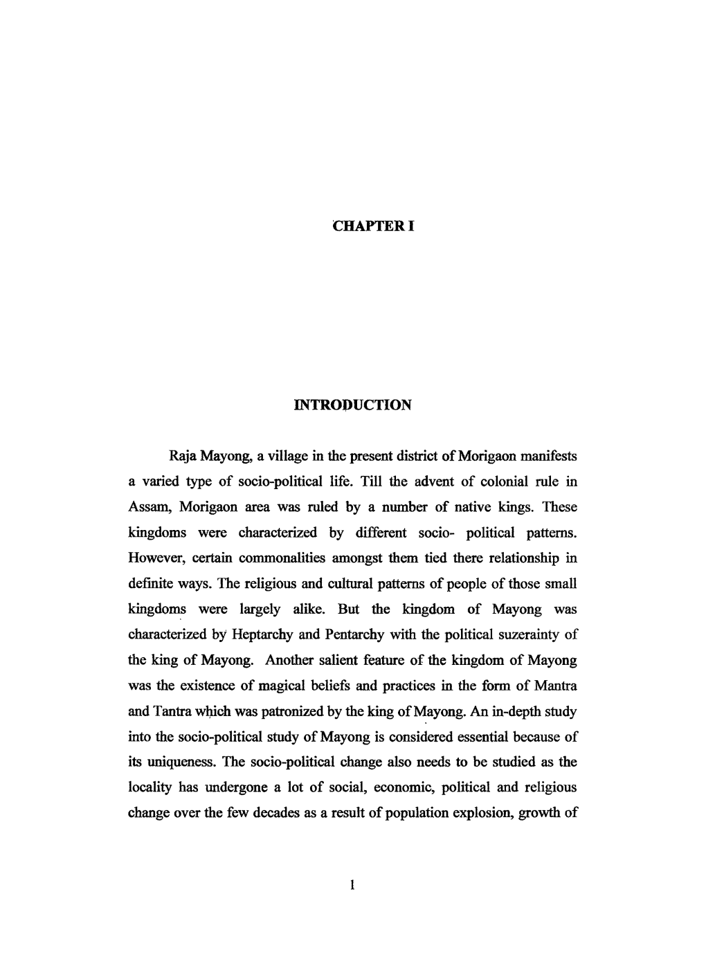 CHAPTER I INTRODUCTION Raja Mayong, a Village in the Present