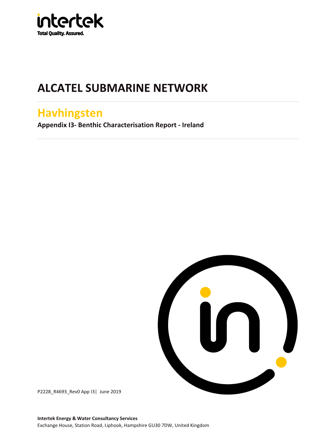 Havhingsten Cable Route, Ireland Benthic Characterisation Report