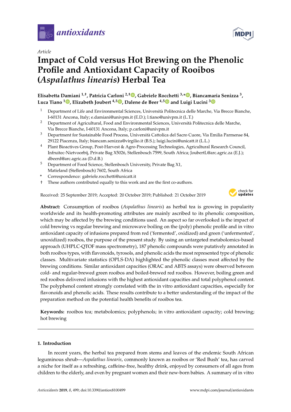 Impact of Cold Versus Hot Brewing on the Phenolic Profile and Antioxidant