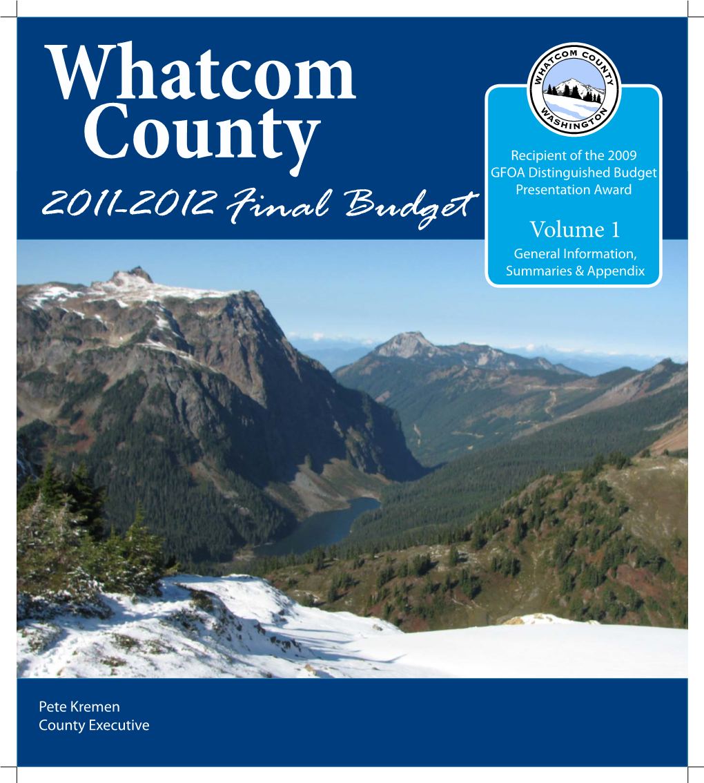 2011-2012 Final Budget Volume 1 General Information, Summaries & Appendix