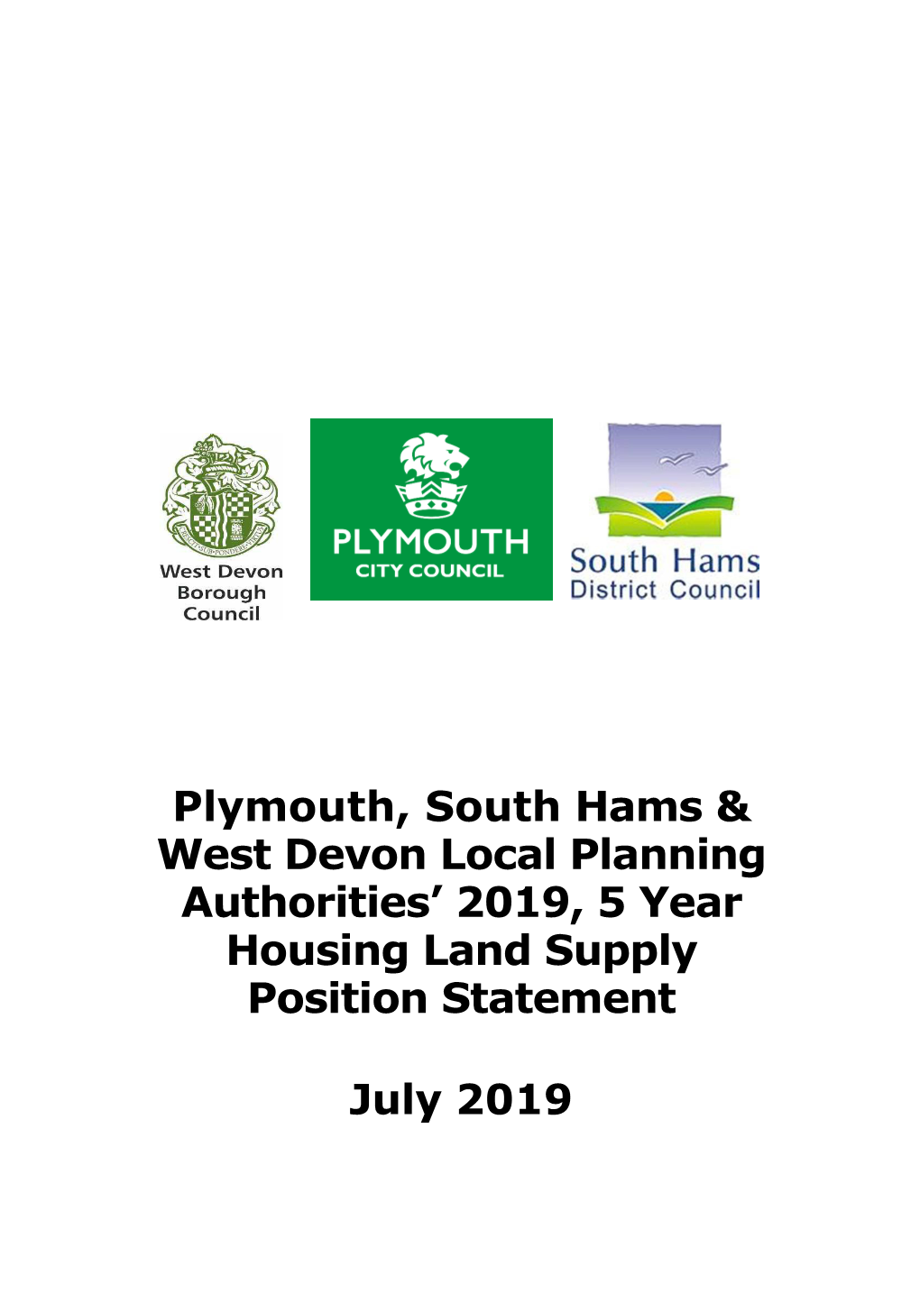 5 Year Housing Land Supply Position Statement 2019