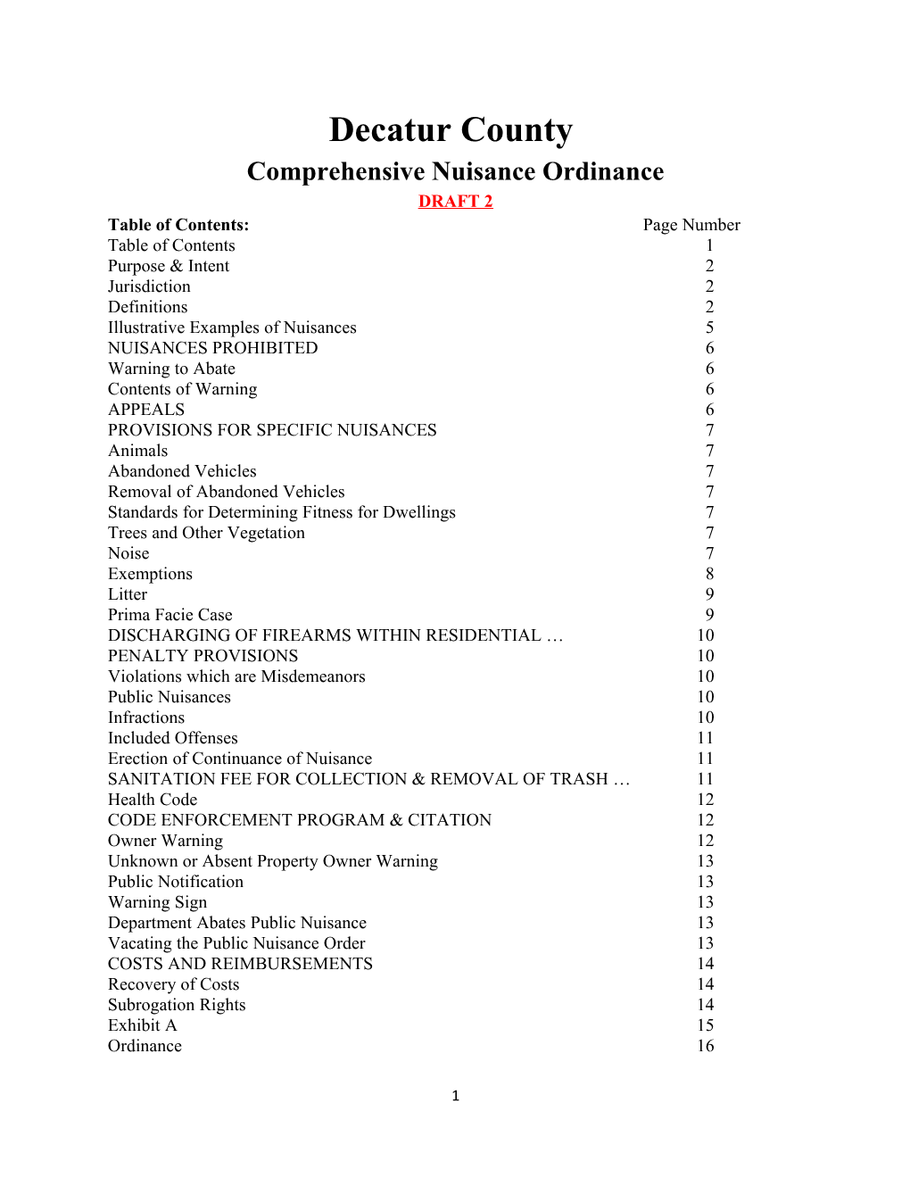 Comprehensive Nuisance Ordinance