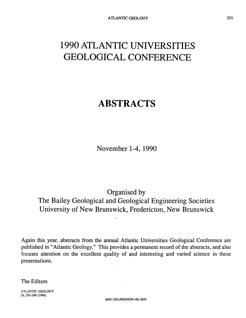 1990 Atlantic Universities Geological Conference