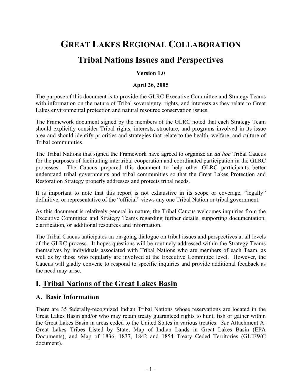 Tribal Nations Issues and Perspectives