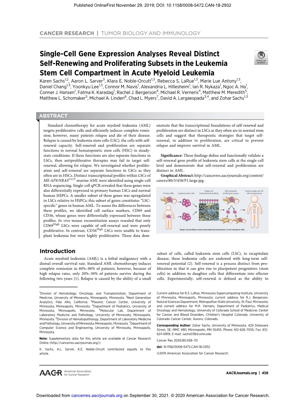 Single-Cell Gene Expression Analyses Reveal Distinct Self