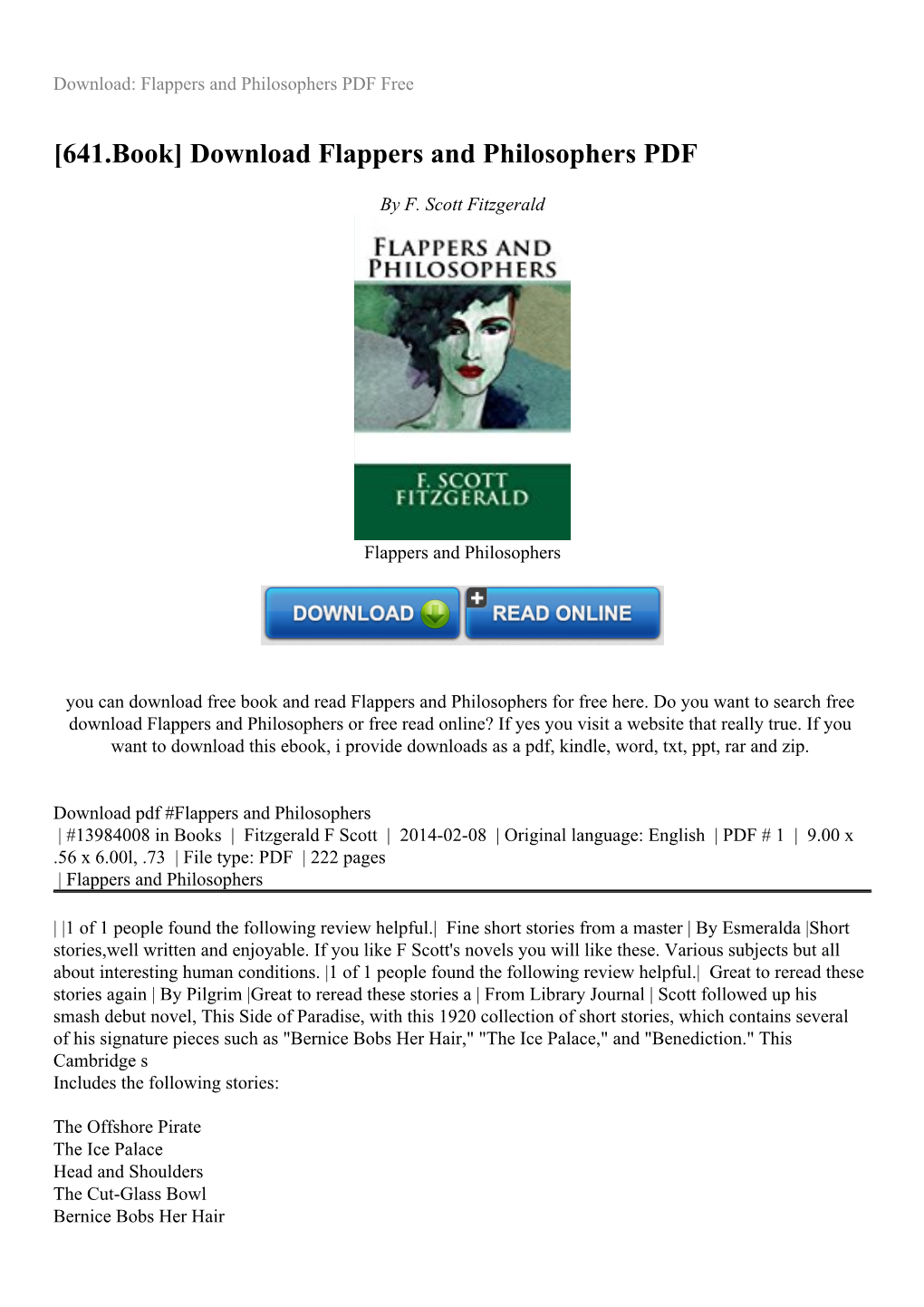 Download Flappers and Philosophers PDF