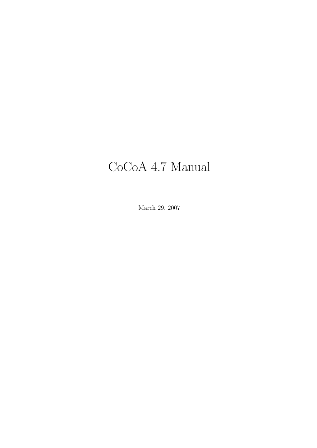 Cocoa 4.7 Manual