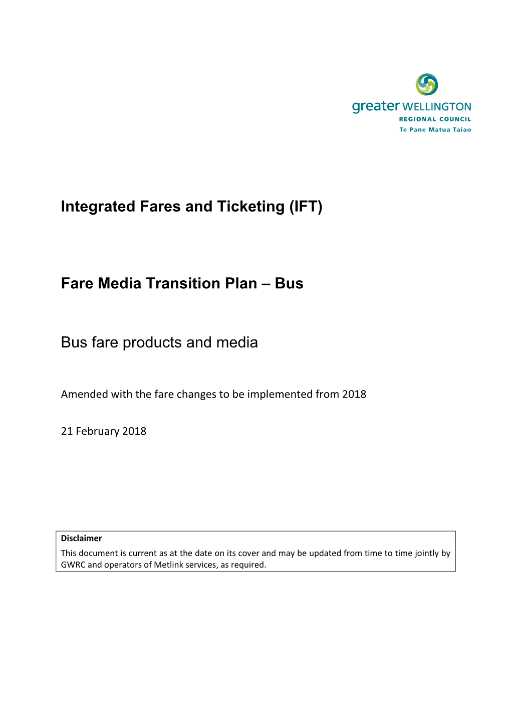 Fare Media Transition Plan – Bus