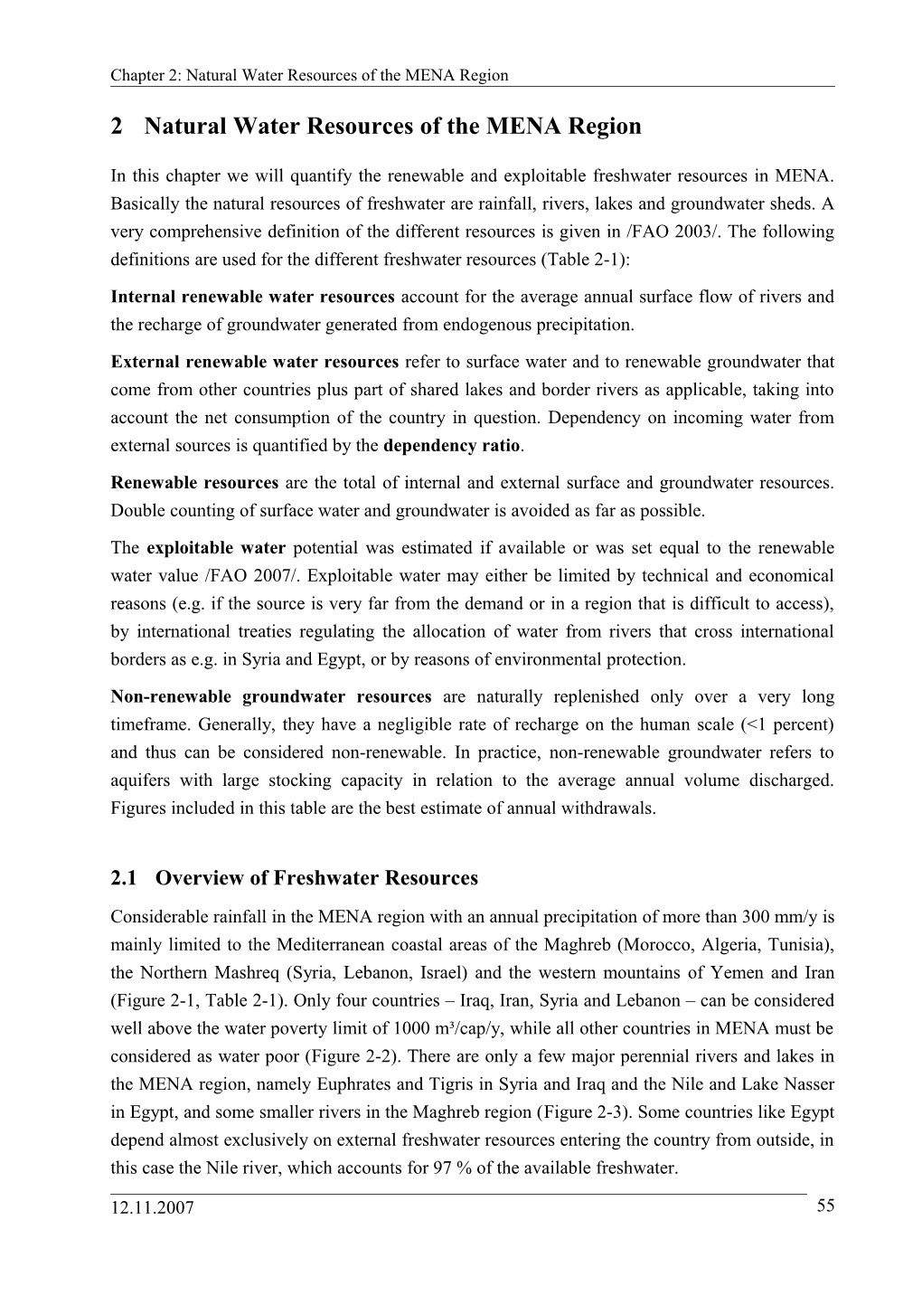 Chapter 2: Natural Water Resources of the MENA Region