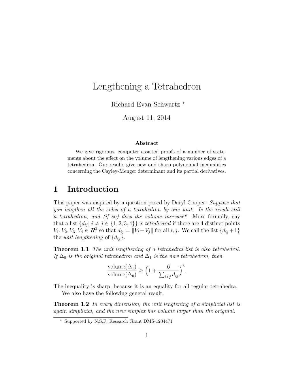 Lengthening a Tetrahedron