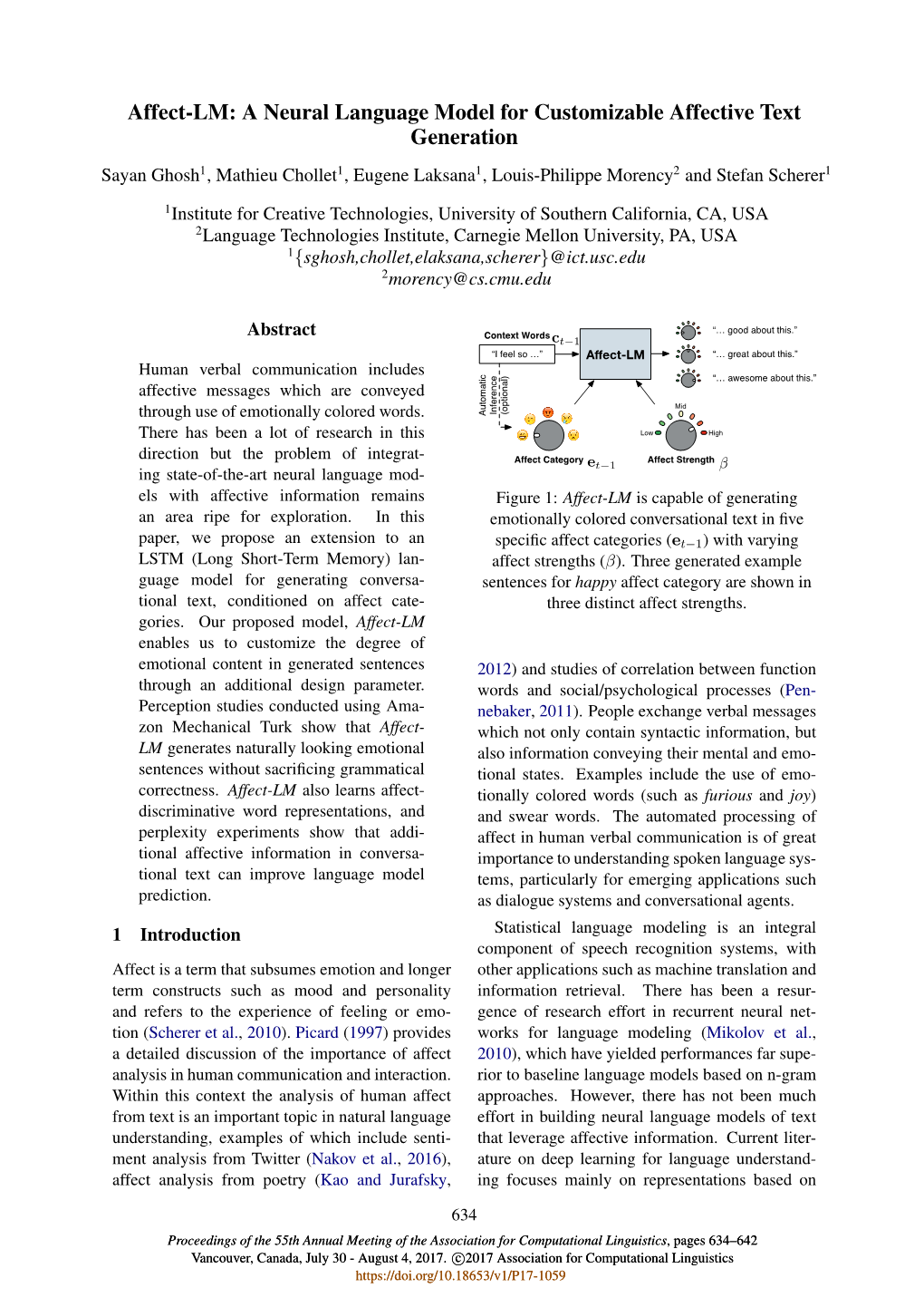 Affect-LM: a Neural Language Model for Customizable Affective Text Generation