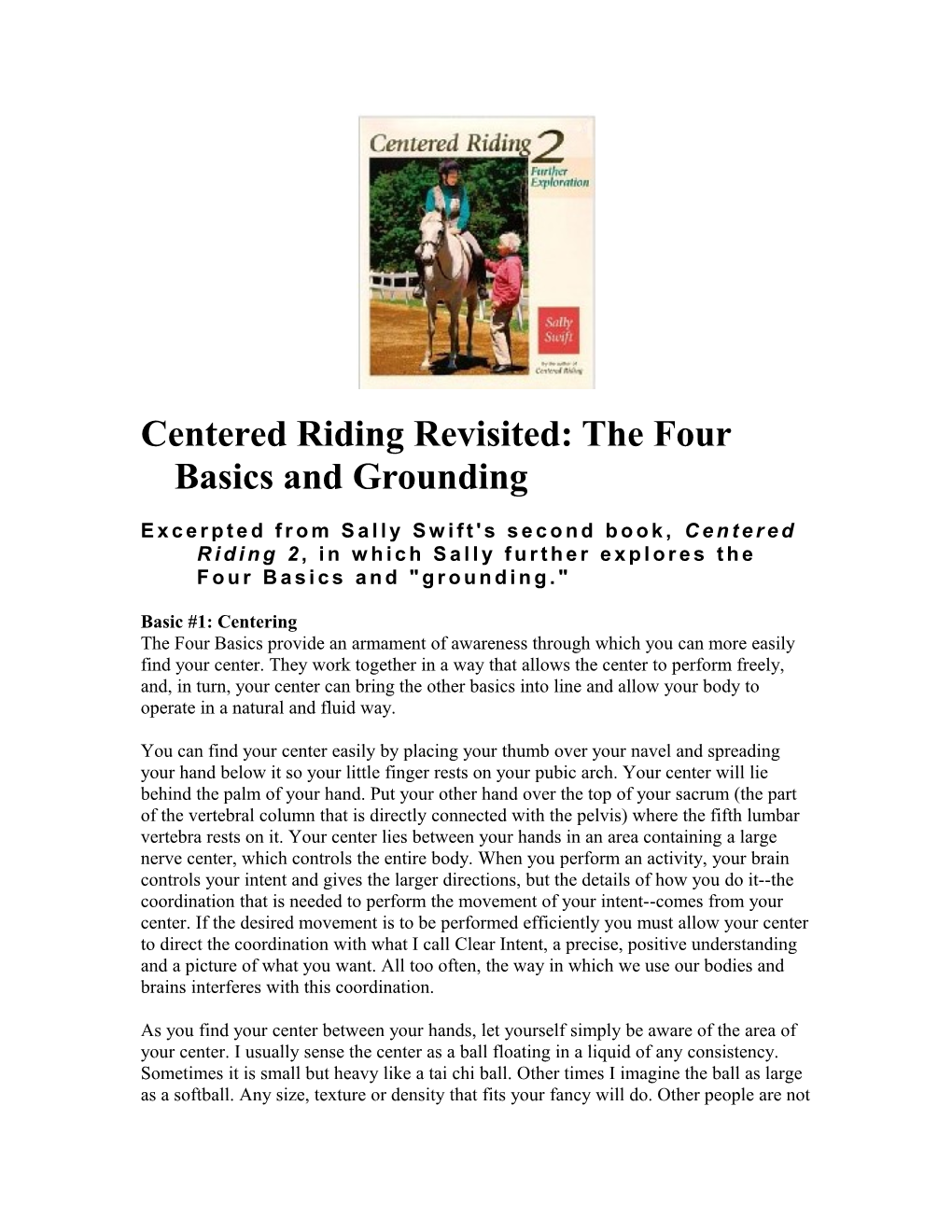 Centered Riding Revisited: the Four Basics and Grounding