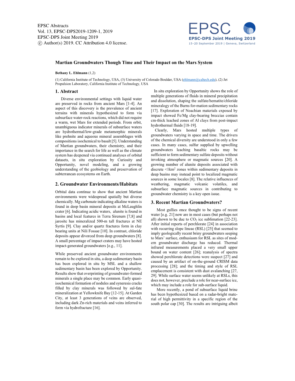 Martian Groundwaters Though Time and Their Impact on the Mars System