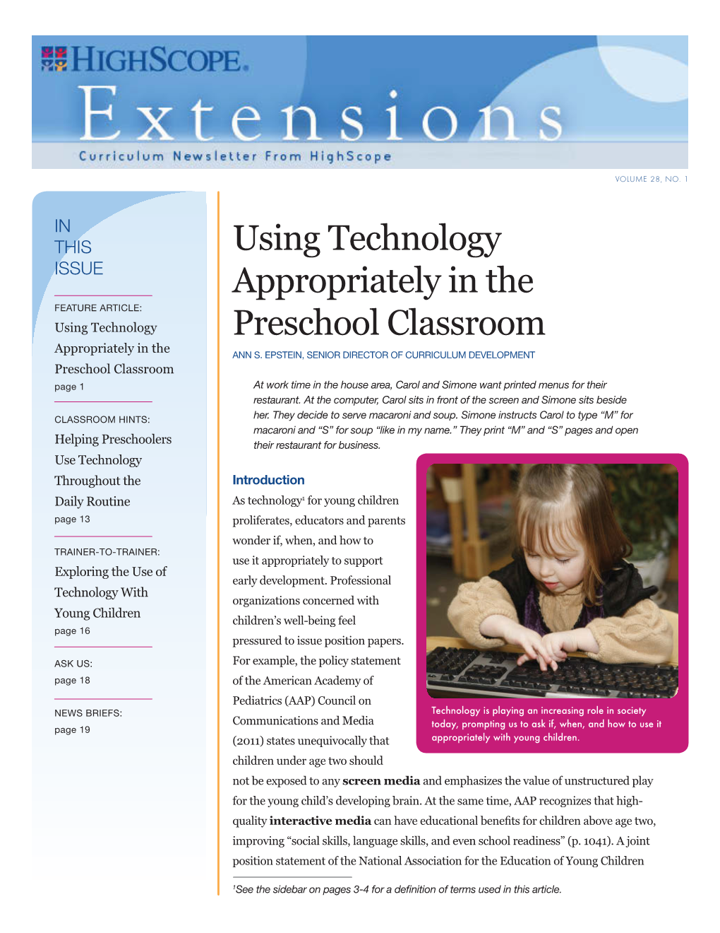 Using Technology Appropriately in the Preschool Classroom, Continued