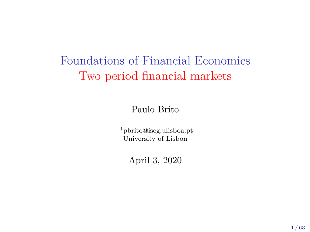 Two Period Financial Markets