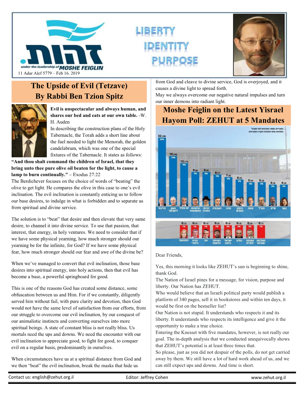 The Upside of Evil (Tetzave) by Rabbi Ben Tzion Spitz Moshe Feiglin On