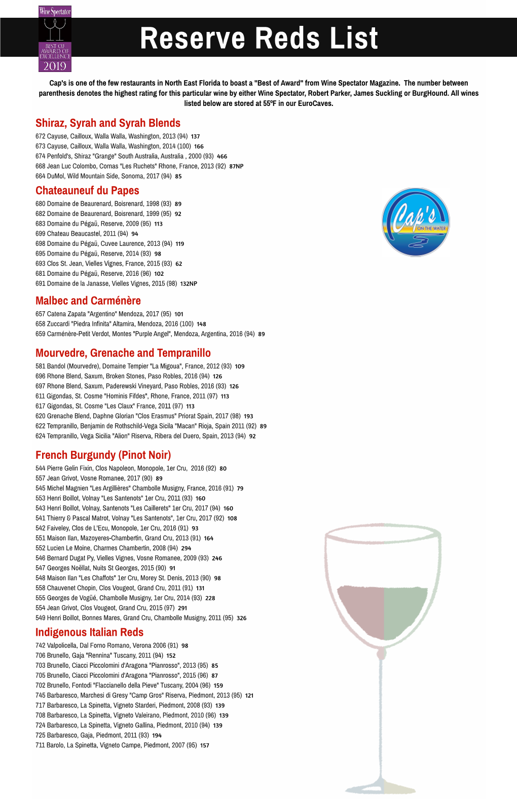 Reserve Wine List