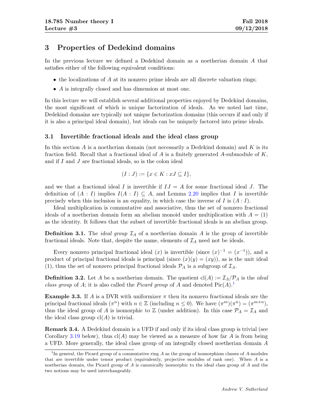 3 Properties of Dedekind Domains