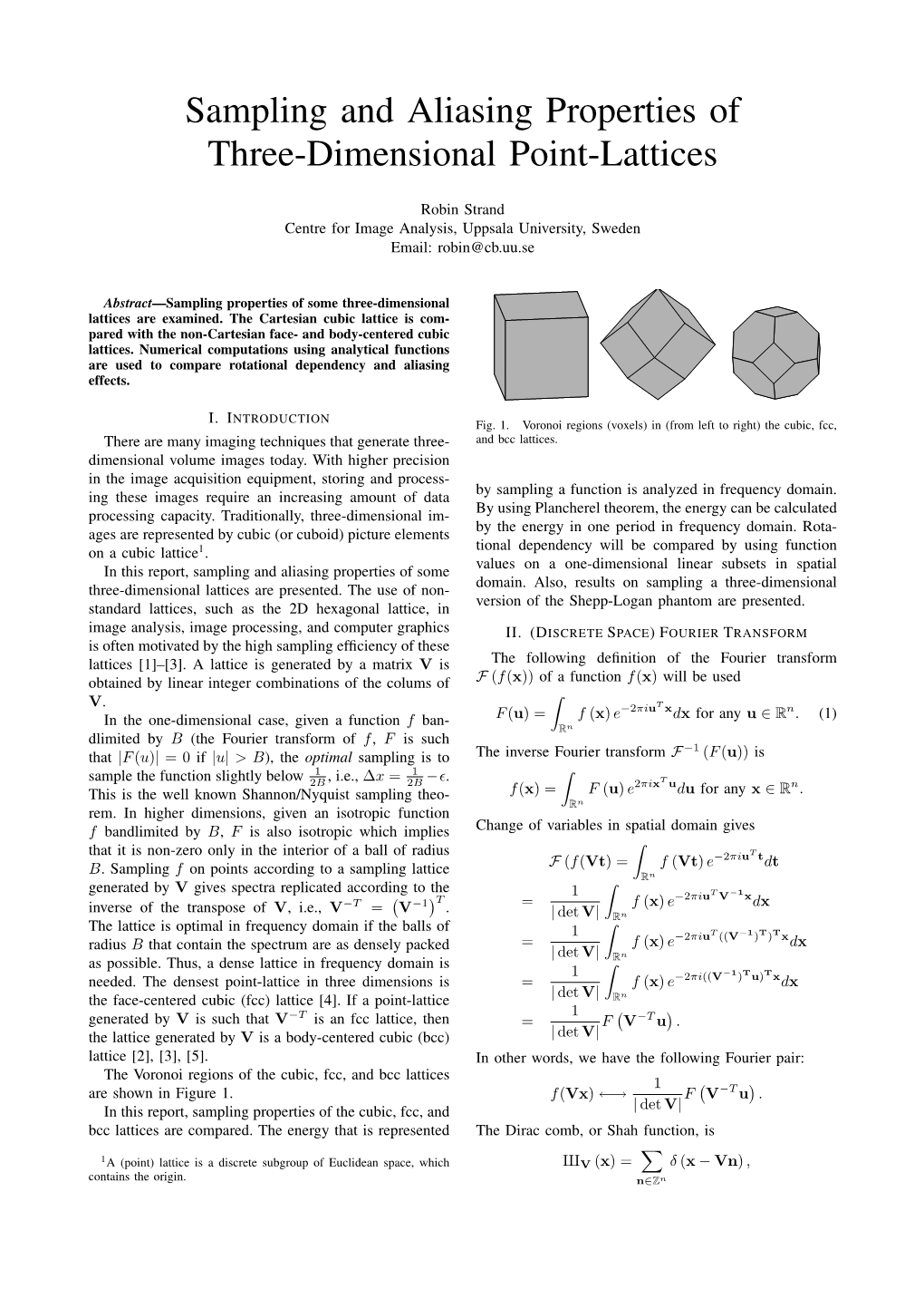 Sampling and Aliasing Properties of Three-Dimensional Point-Lattices