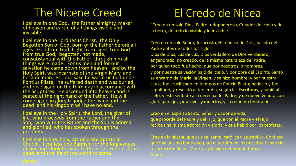 The Nicene Creed El Credo De Nicea