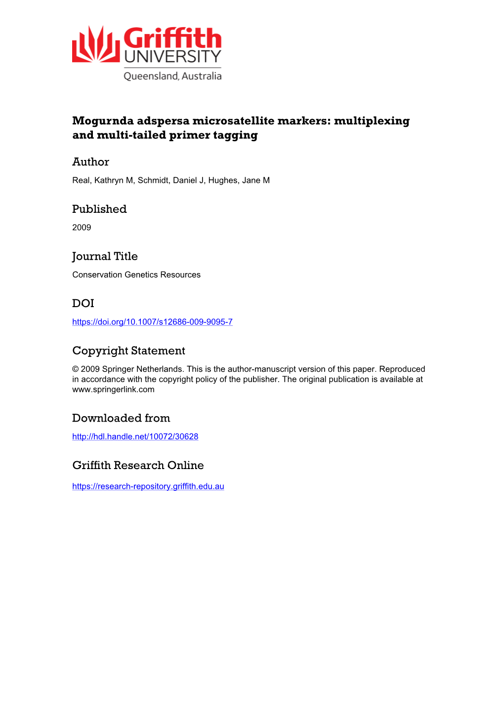 Development of Microsatellite Markers in Mogurnda Adspersa Using