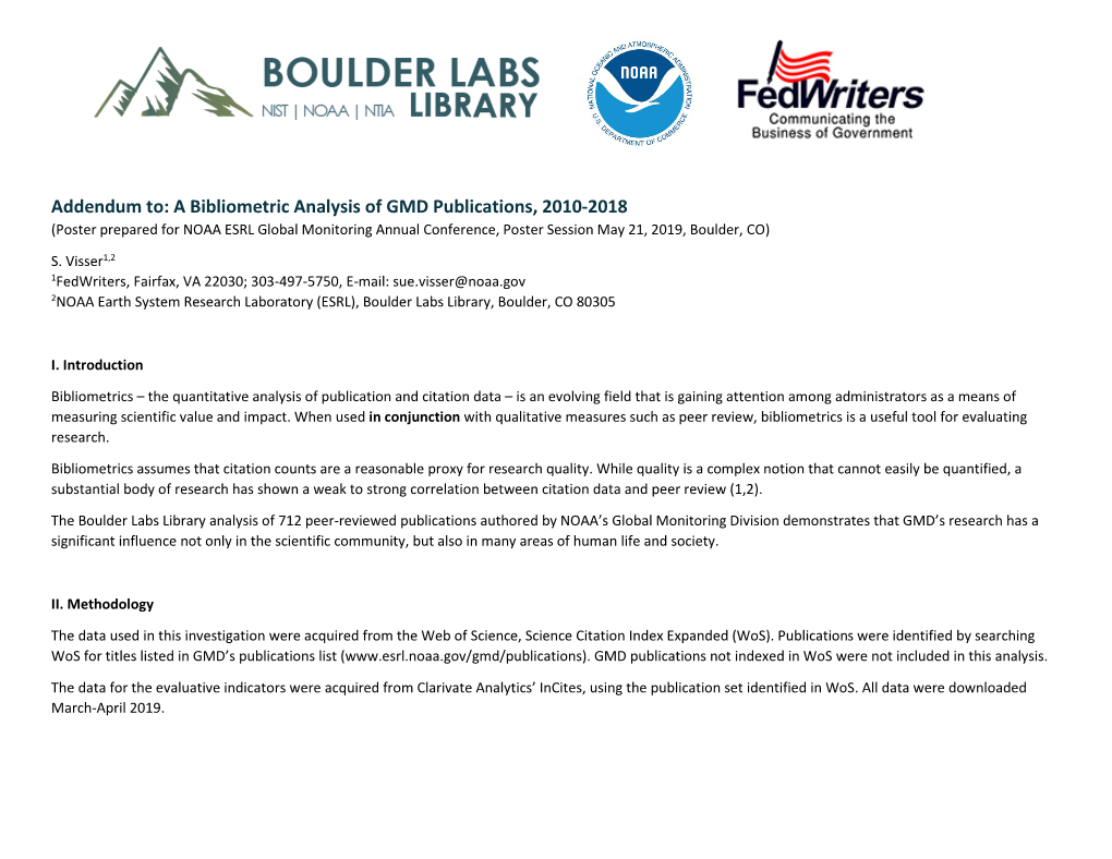 Addendum To: a Bibliometric Analysis of GMD Publications, 2010-2018