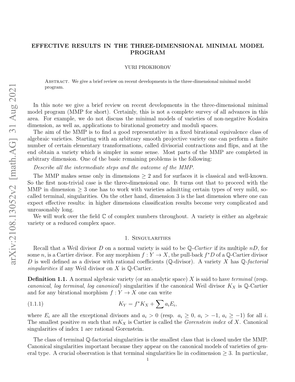 Arxiv:2108.13052V1 [Math.AG]