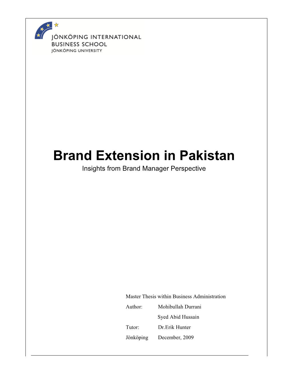 Brand Extension in Pakistan Insights from Brand Manager Perspective