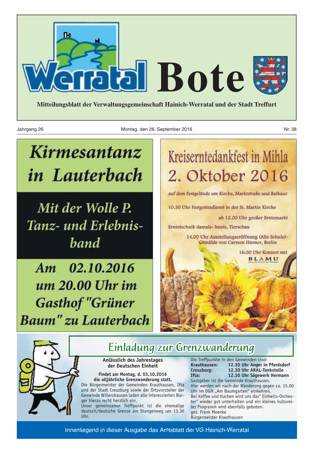 Bote Mitteilungsblatt Der Verwaltungsgemeinschaft Hainich-Werratal Und Der Stadt Treffurt