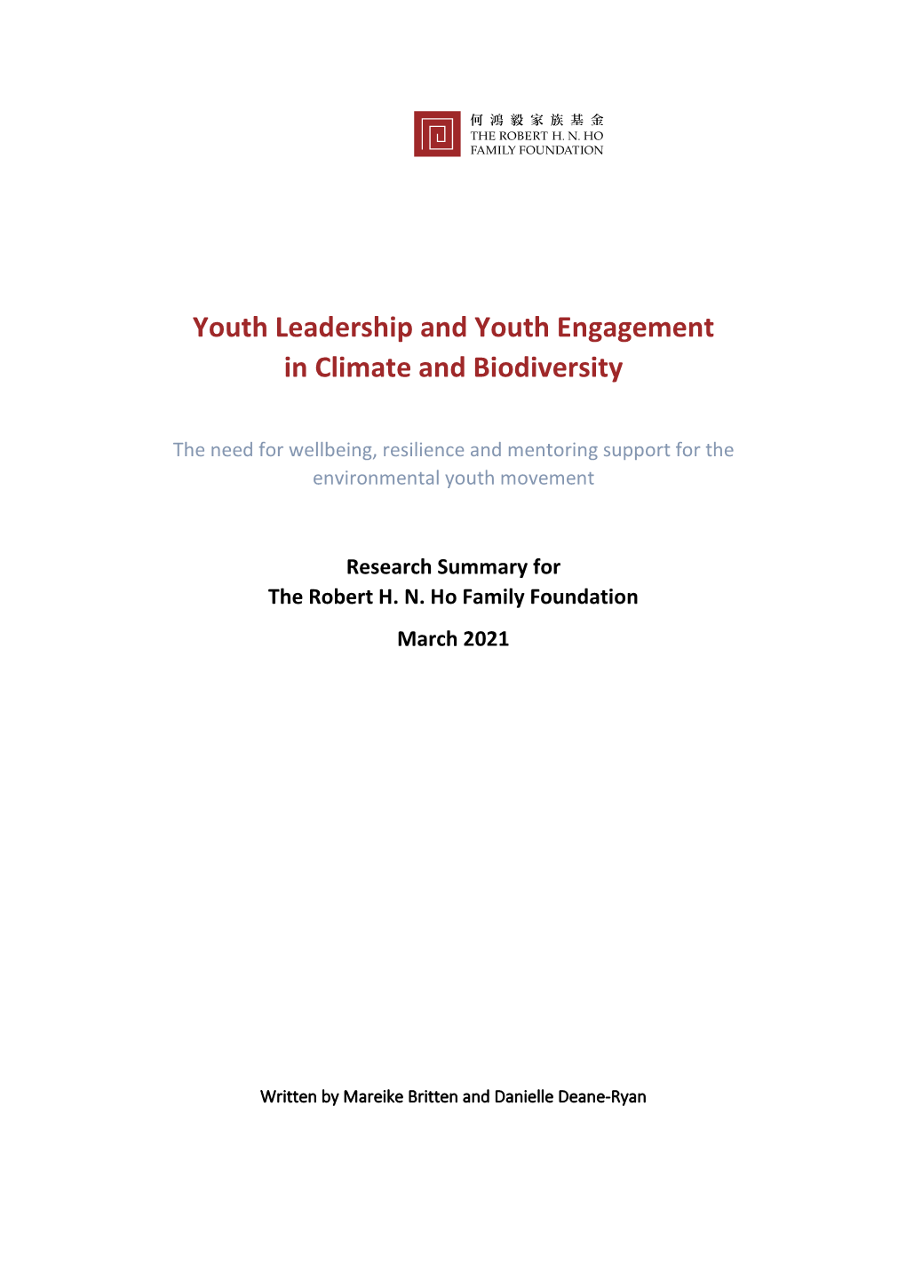 Youth Leadership and Youth Engagement in Climate and Biodiversity