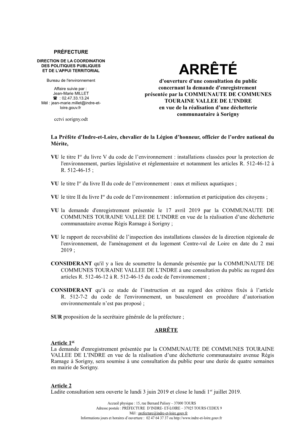 Arrete Cctvi Sorigny