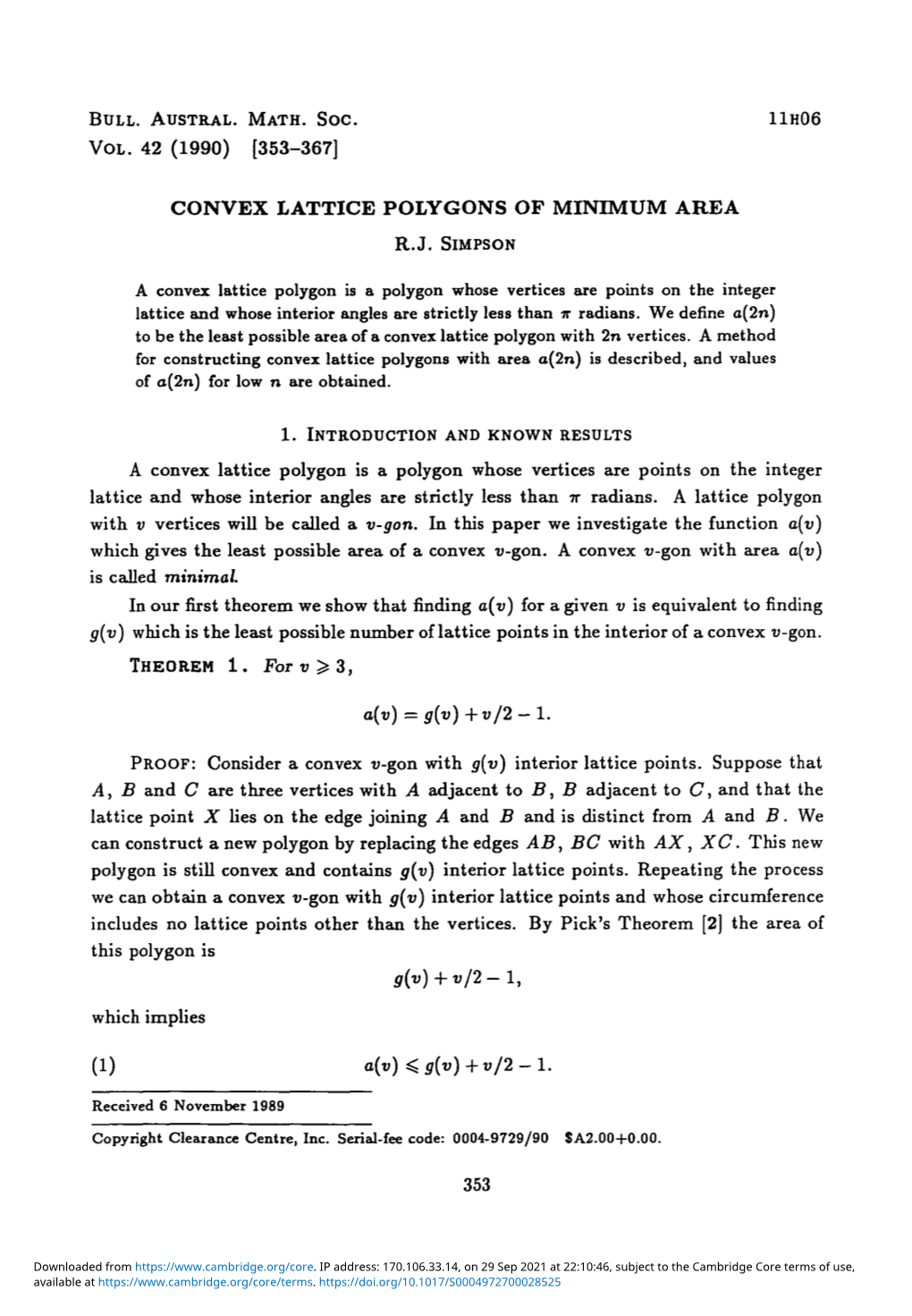 Convex Lattice Polygons of Minimum Area