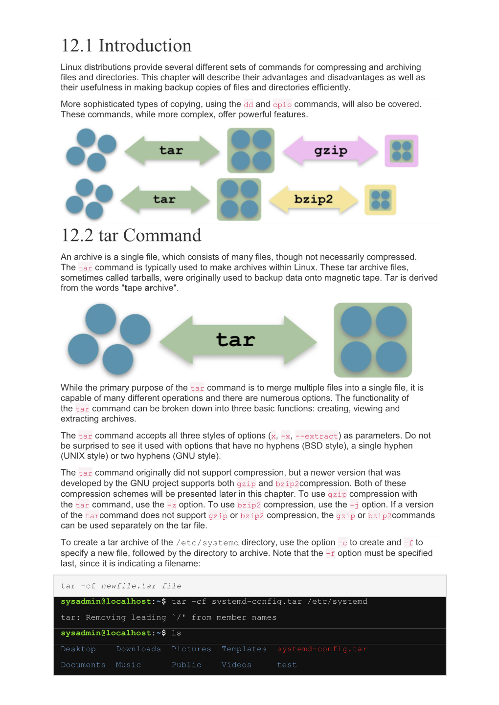 12.1 Introduction 12.2 Tar Command