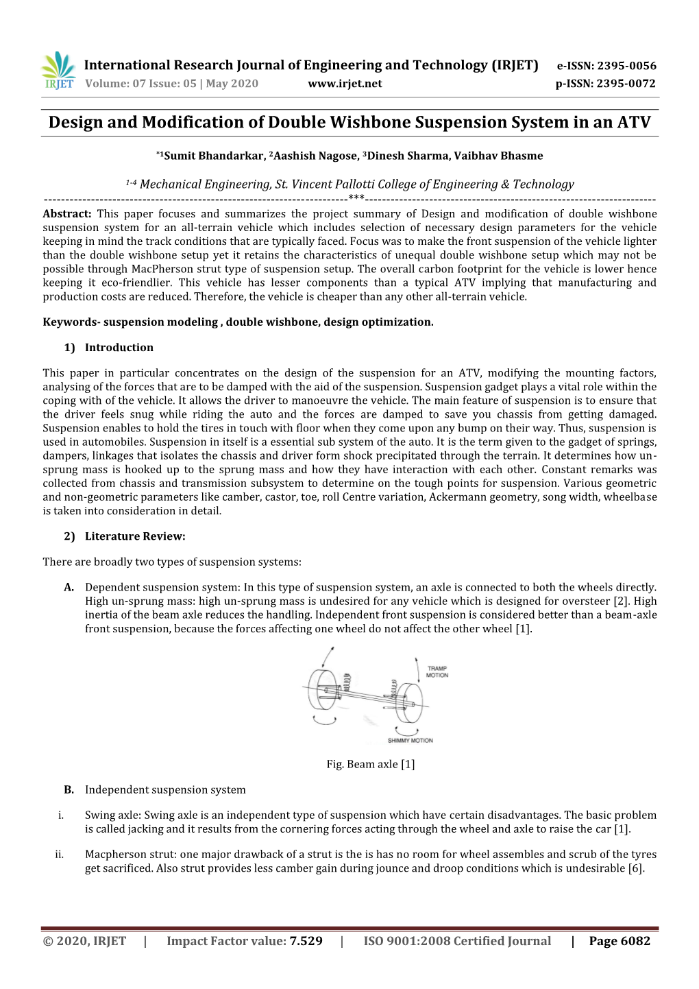 Design and Modification of Double Wishbone Suspension System in an ATV