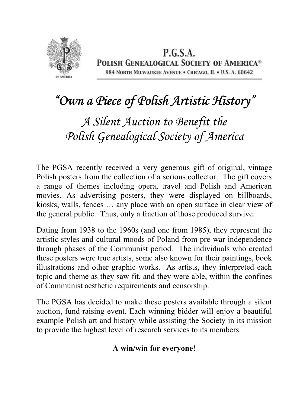 “Own a Piece of Polish Artistic History”