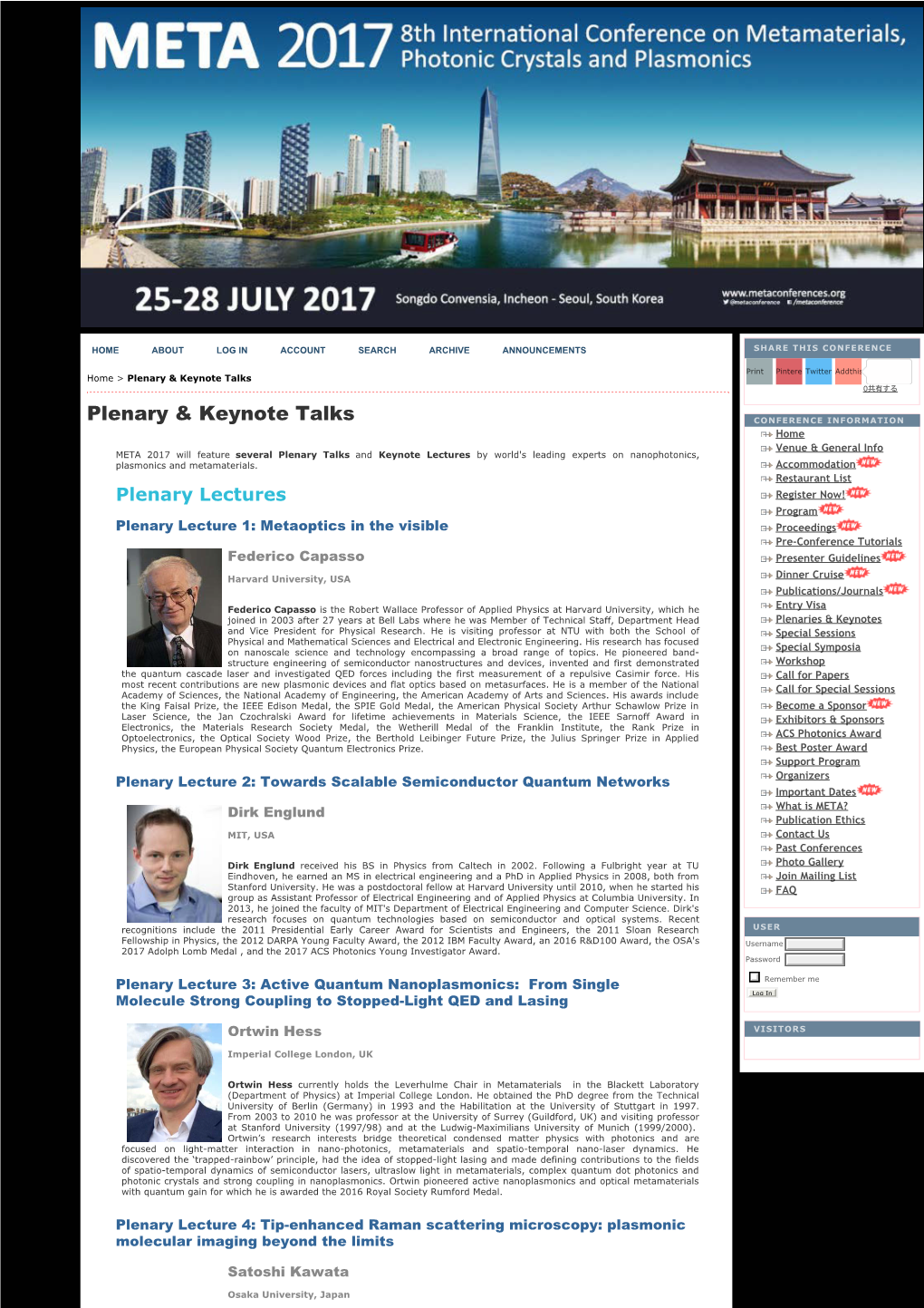 Plenary & Keynote Talks