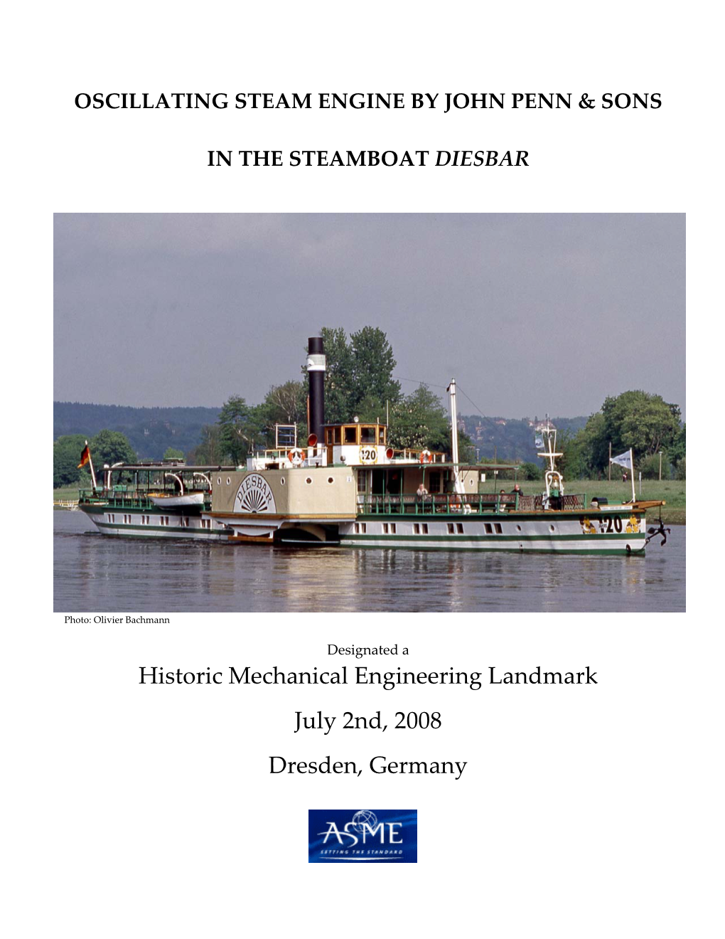Oscillating Steam Engine by John Penn & Sons in the Steamboat Diesbar