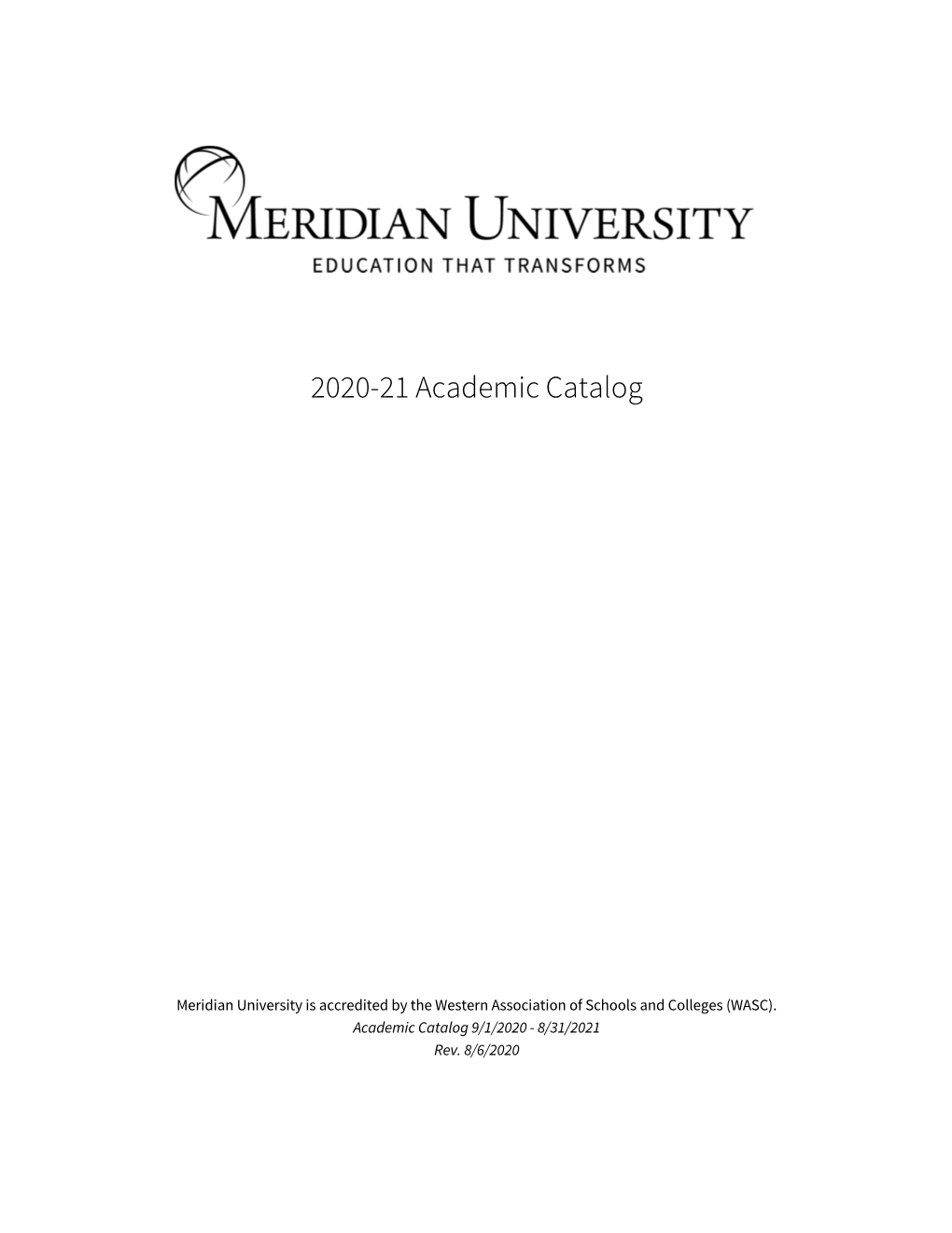 Meridian University 2020-21 Academic Catalog