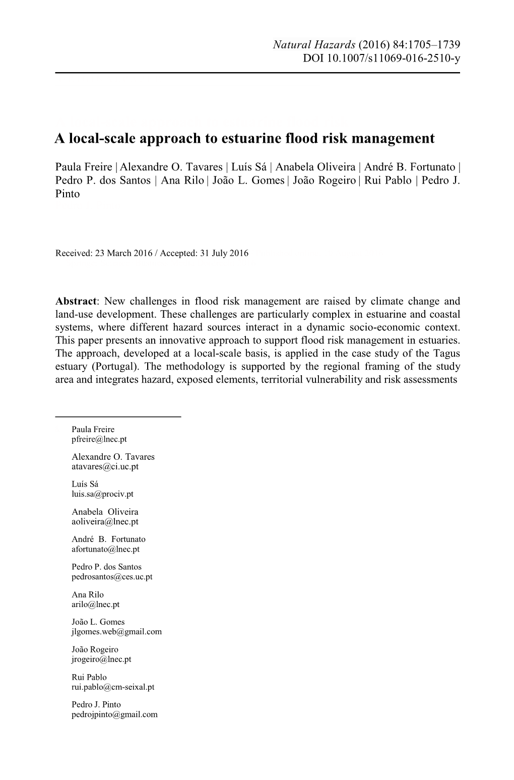 A Local-Scale Approach to Estuarine Flood Risk a Local-Scale Approach to Estuarine Flood Risk Management