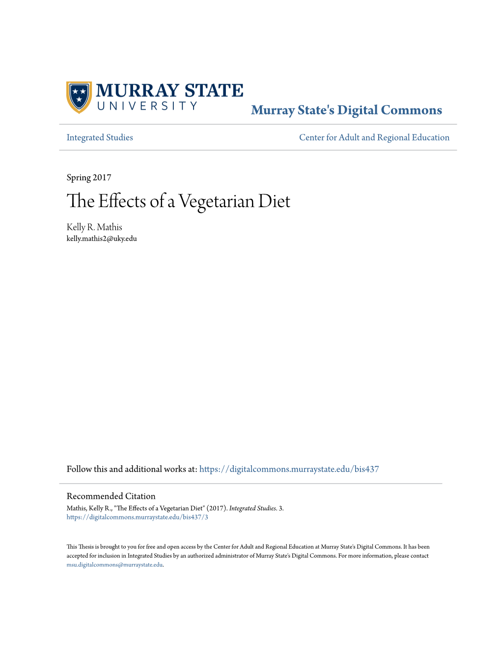 The Effects of a Vegetarian Diet" (2017)