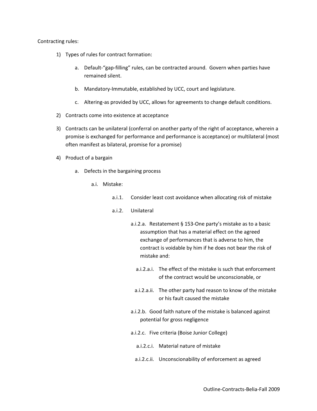 1) Types of Rules for Contract Formation