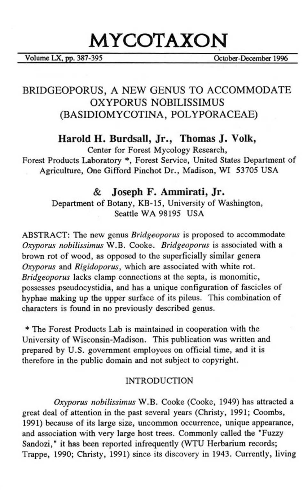 MYCOTAXON Volume LX