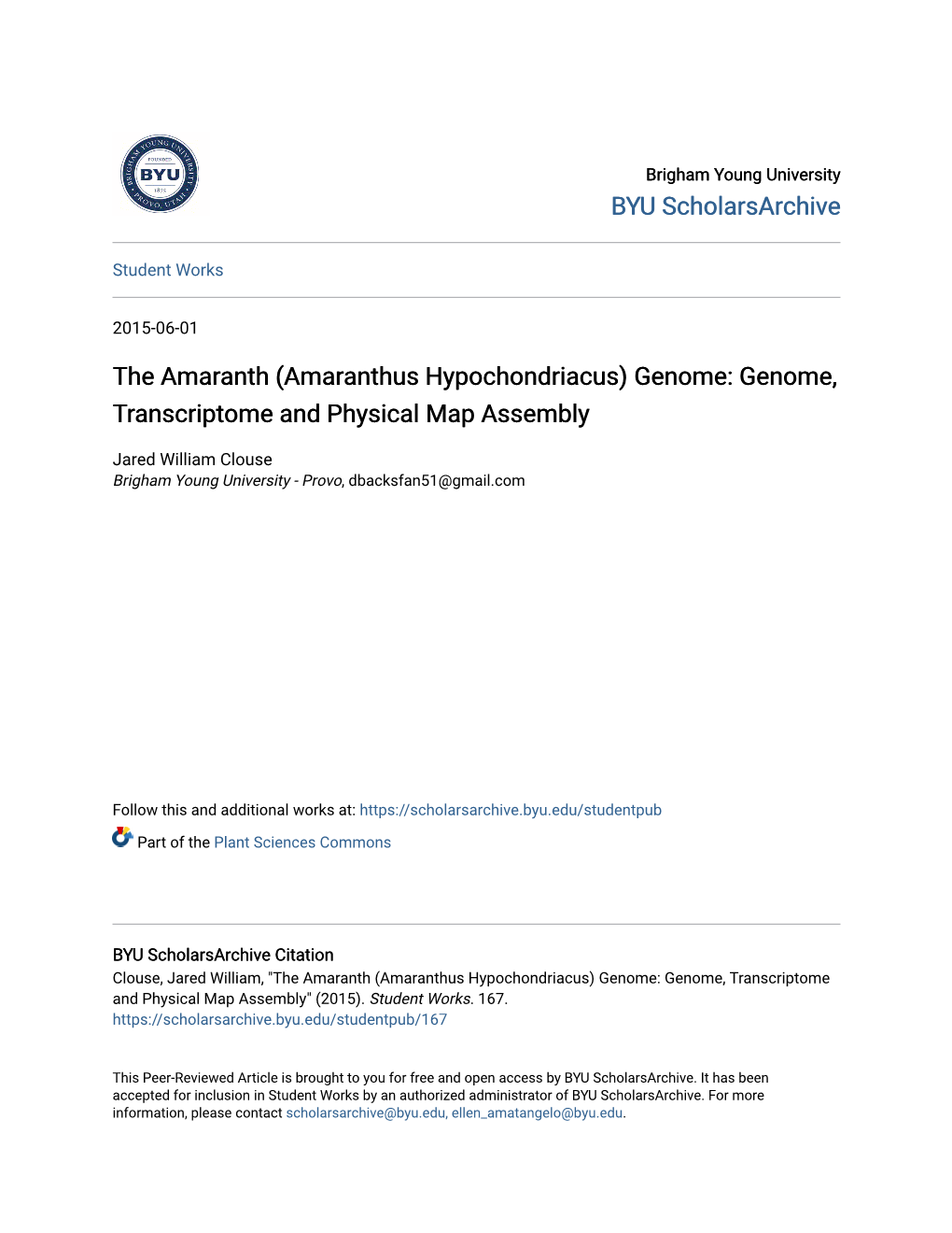 The Amaranth (Amaranthus Hypochondriacus) Genome: Genome, Transcriptome and Physical Map Assembly