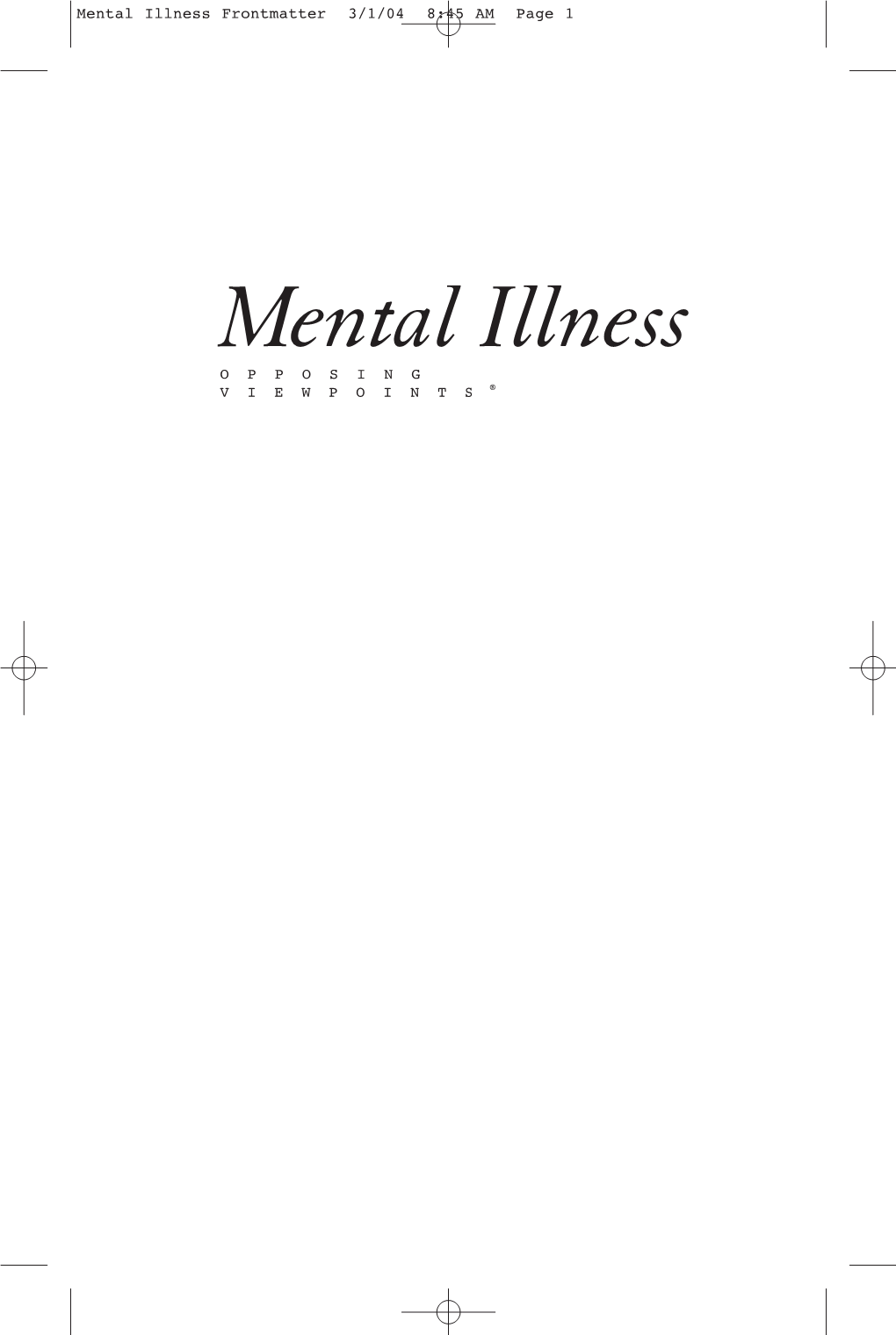 Mental Illness Frontmatter 3/1/04 8:45 AM Page 1
