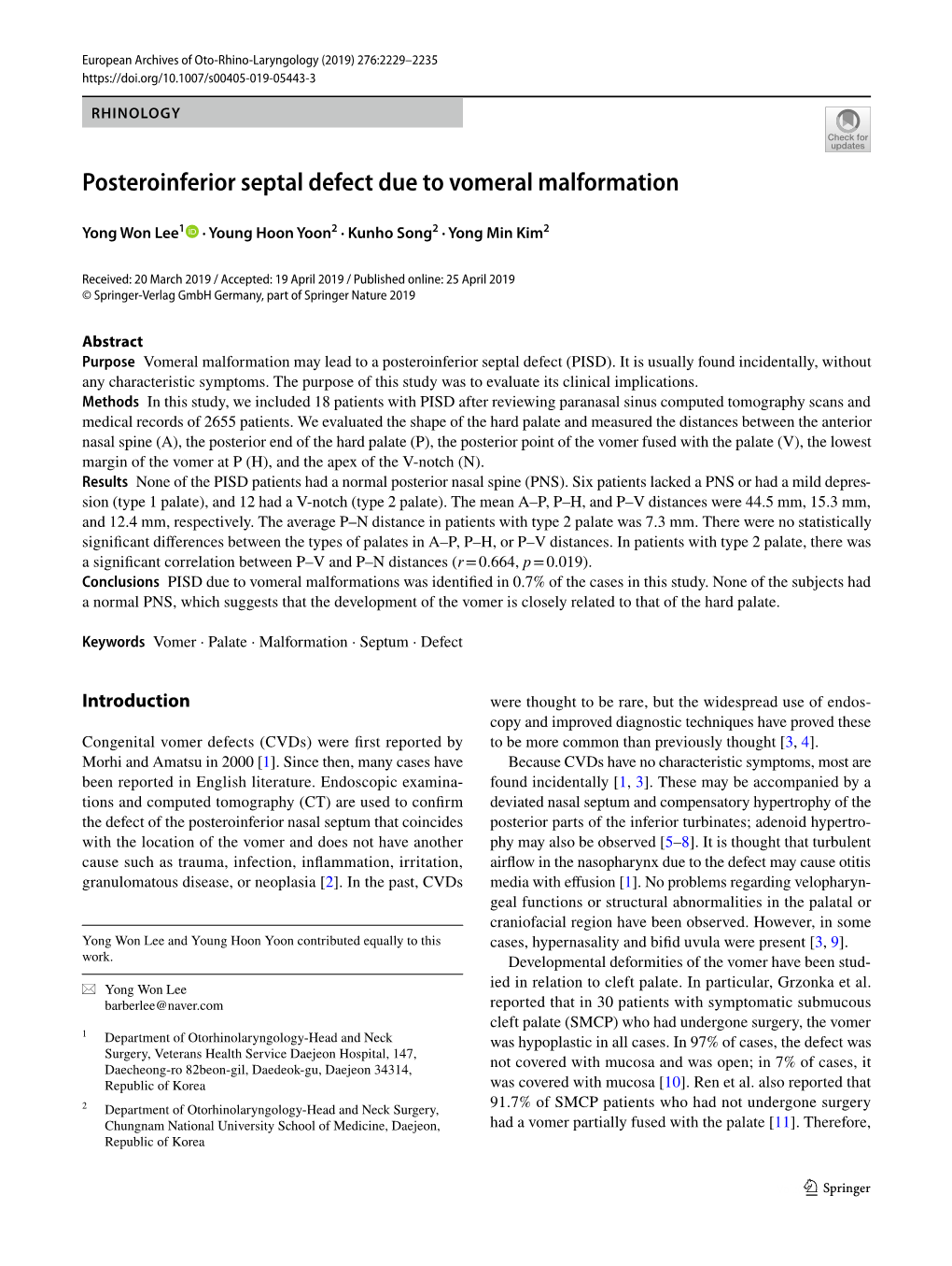 Posteroinferior Septal Defect Due to Vomeral Malformation