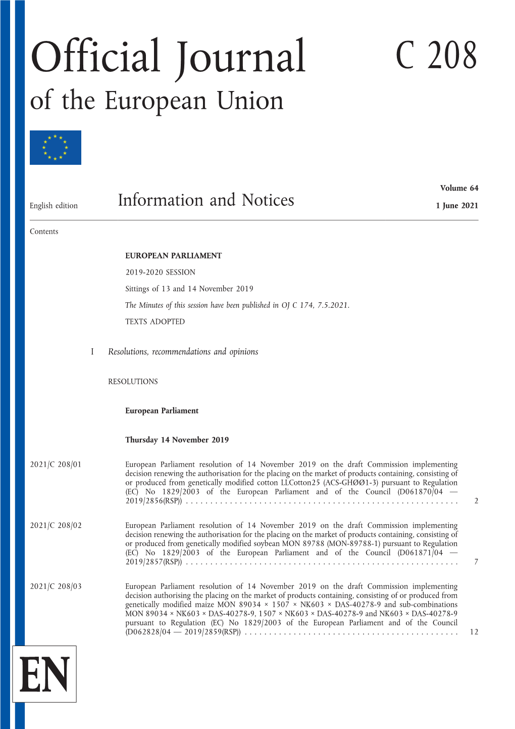 Official Journal of the European Union C 208/1