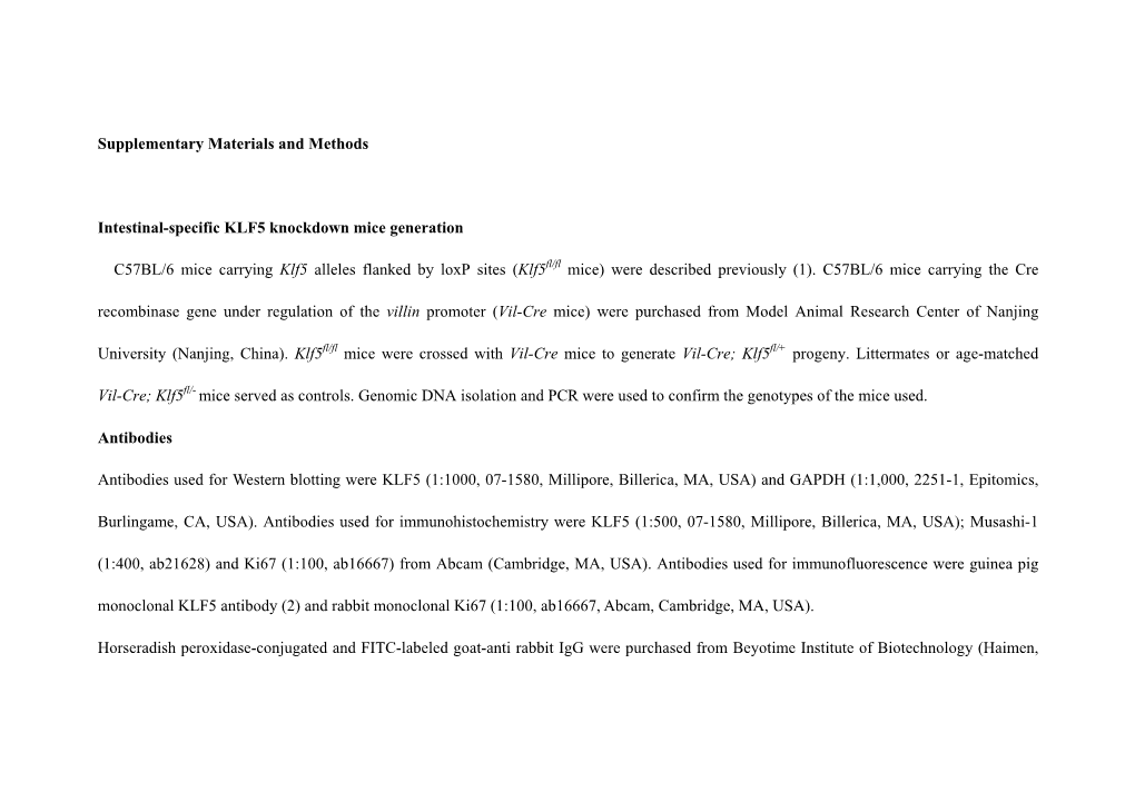 Supplementary Materials and Methods Intestinal-Specific KLF5