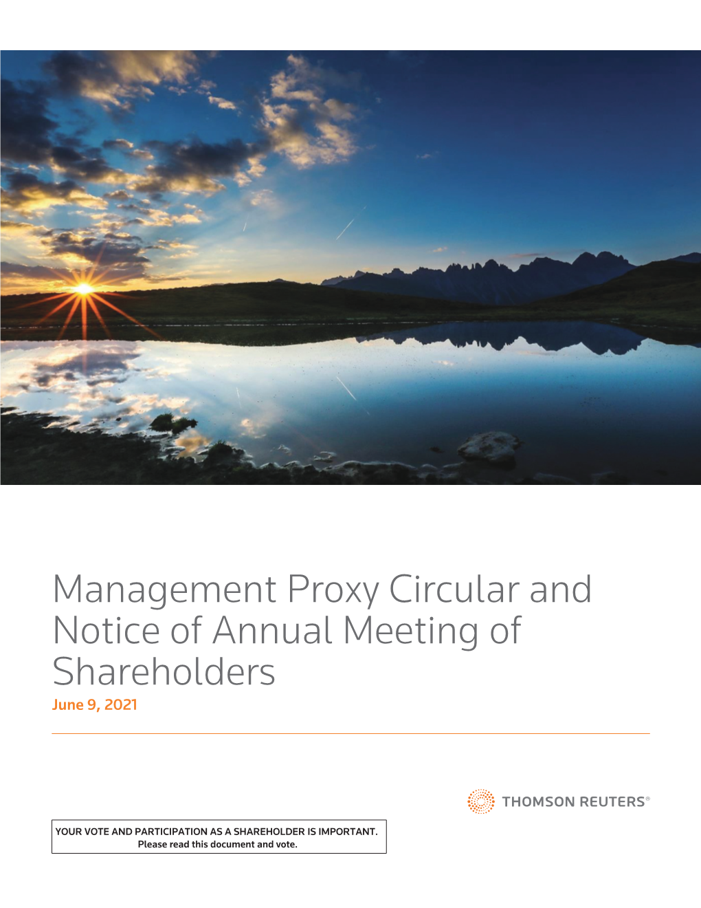 Management Proxy Circular and Notice of Annual Meeting of Shareholders June 9, 2021