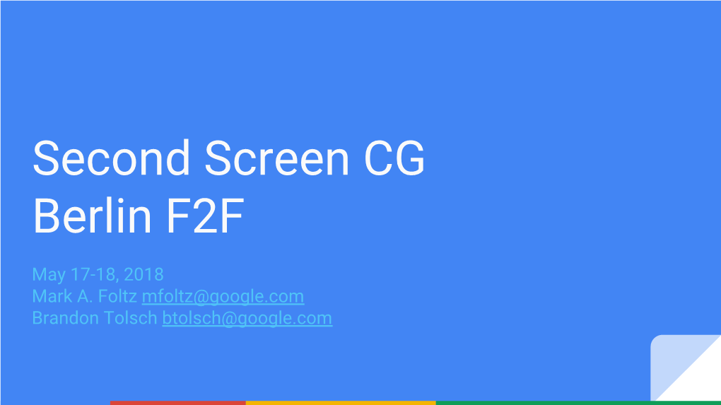 Second Screen CG Berlin F2F