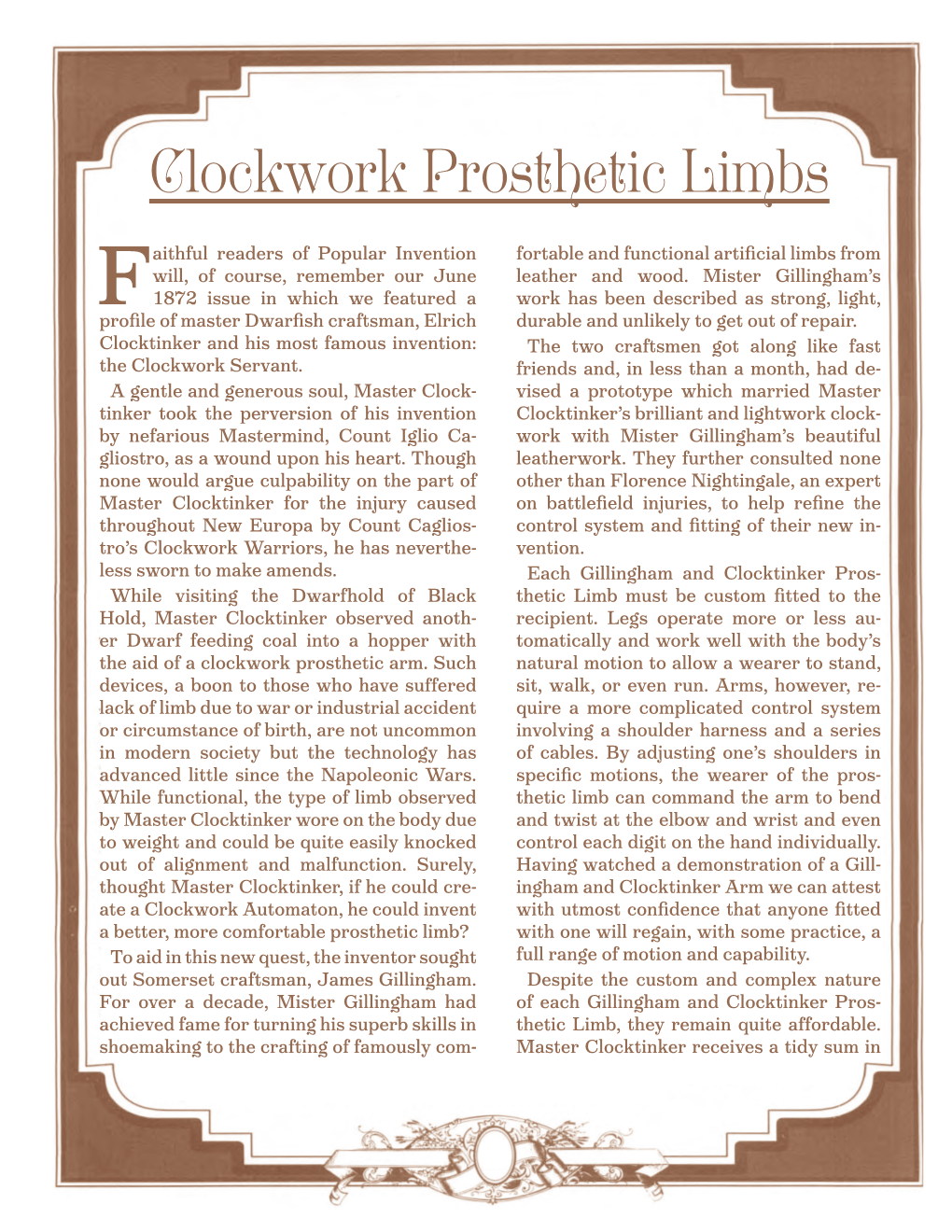 Clockwork Prosthetic Limbs